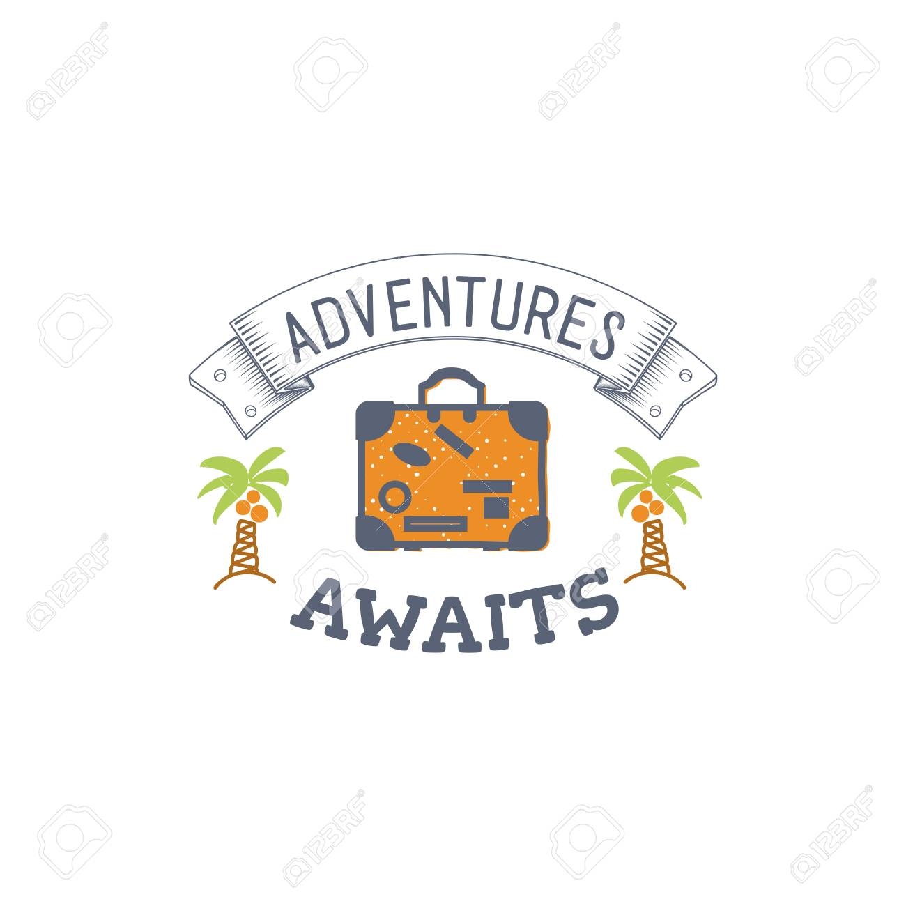 Adventure Awaits Banner For Print On White Background Stock Photo Picture And Royalty Free Image Image 105867333 