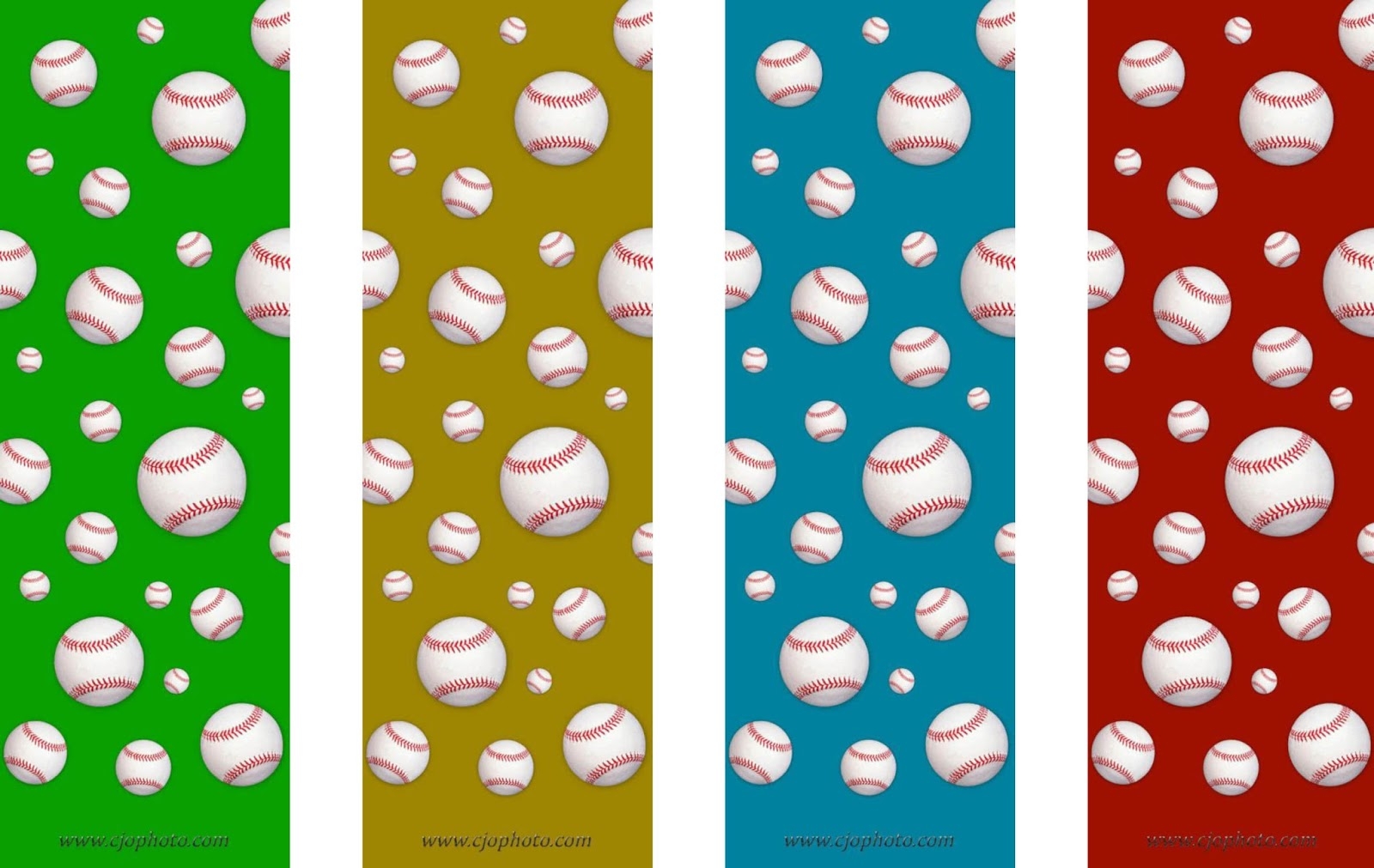 CJO Photo Printable Bookmarks Baseballs