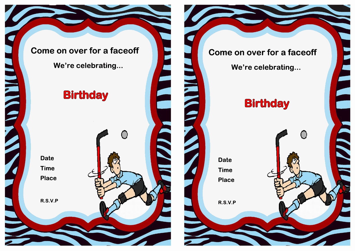 Hockey Birthday Invitations Birthday Printable Worksheets Library