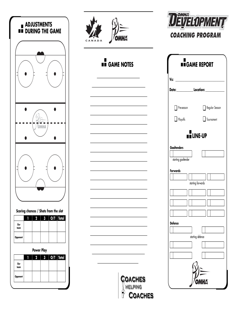 Hockey Coaches Lineup Card Fill Online Printable Fillable Blank PdfFiller