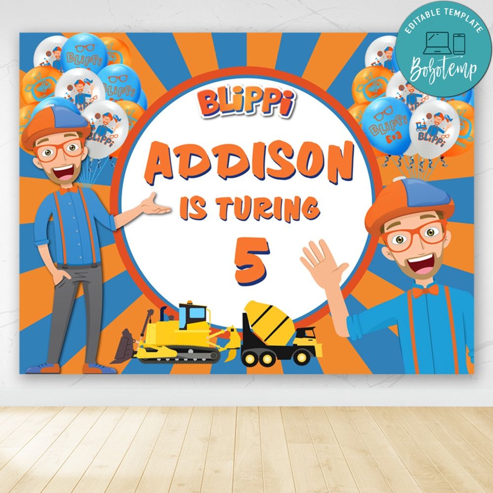 Printable Blippi Birthday Backdrop Digital File DIY Bobotemp