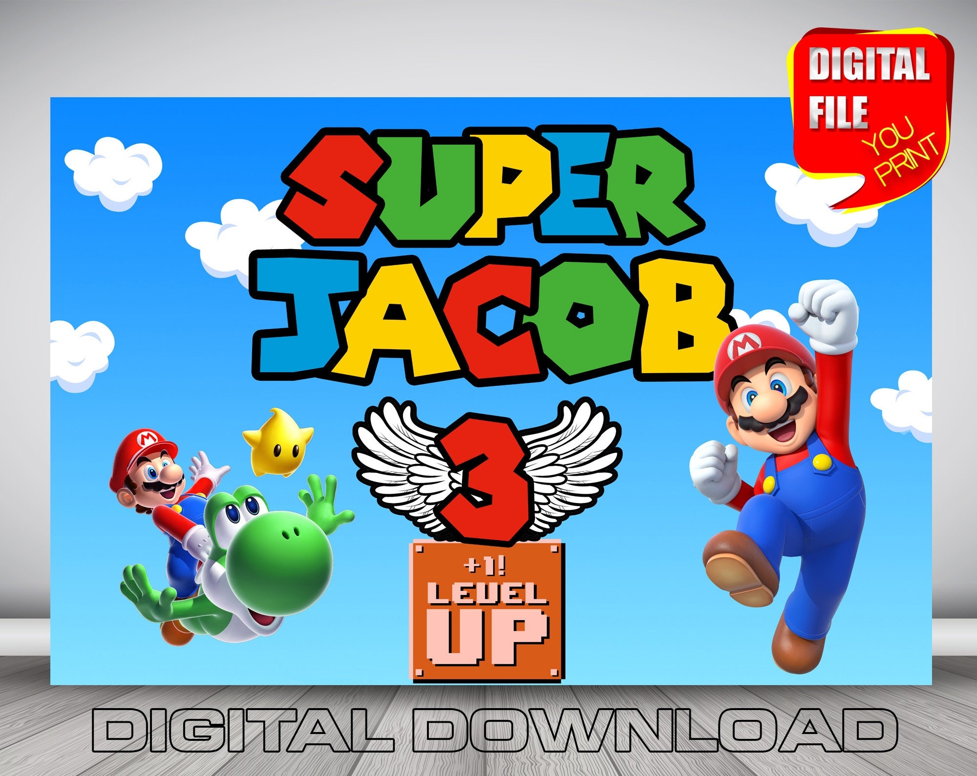 Super Mario Backdrop Banner Mario Birthday Party Banner Mario Party Decoration Mario Party Supplies Digital Mario Printable Mario Etsy