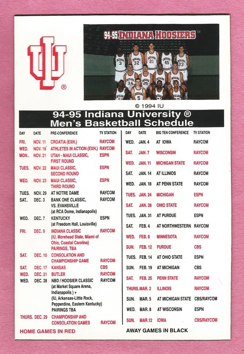 Iu Basketball Schedule Printable
