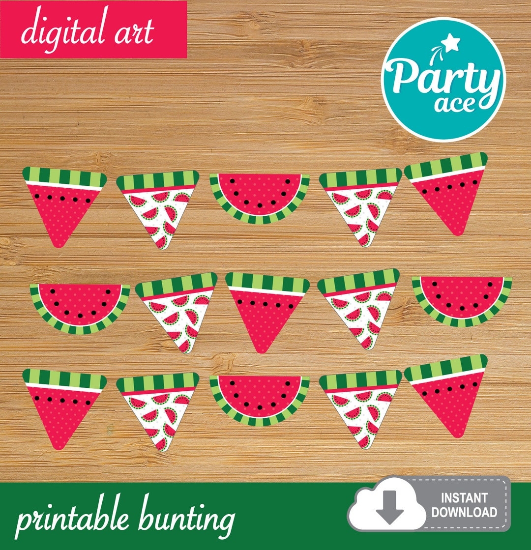 Watermelon Printable Banner Bunting Garland Cutouts For A Picnic Summer Birthday Baby Shower Party Decoration Etsy
