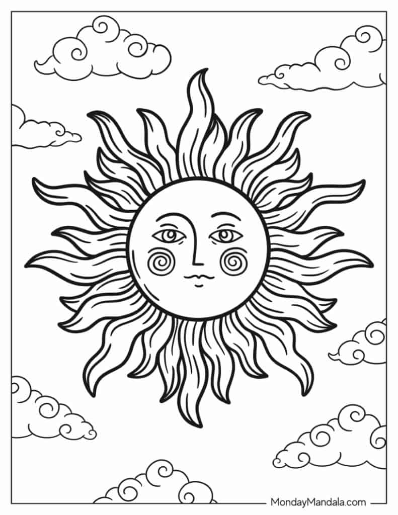 20 Sun Coloring Pages Free PDF Printables 