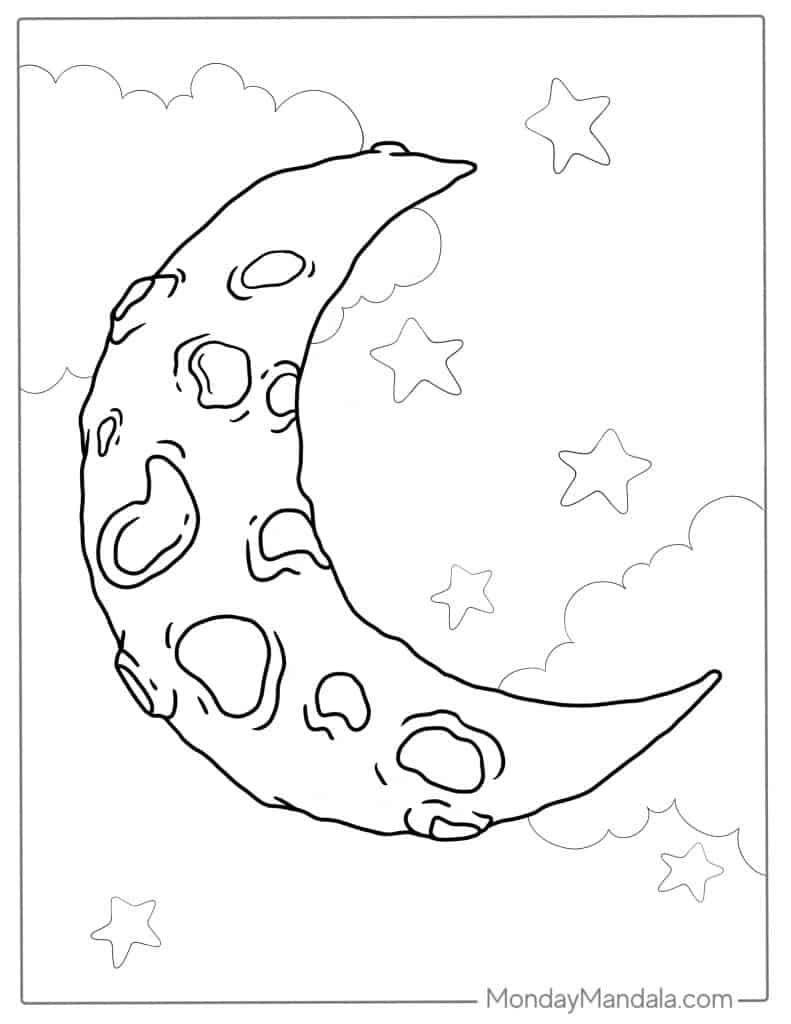26 Moon Coloring Pages Free PDF Printables 