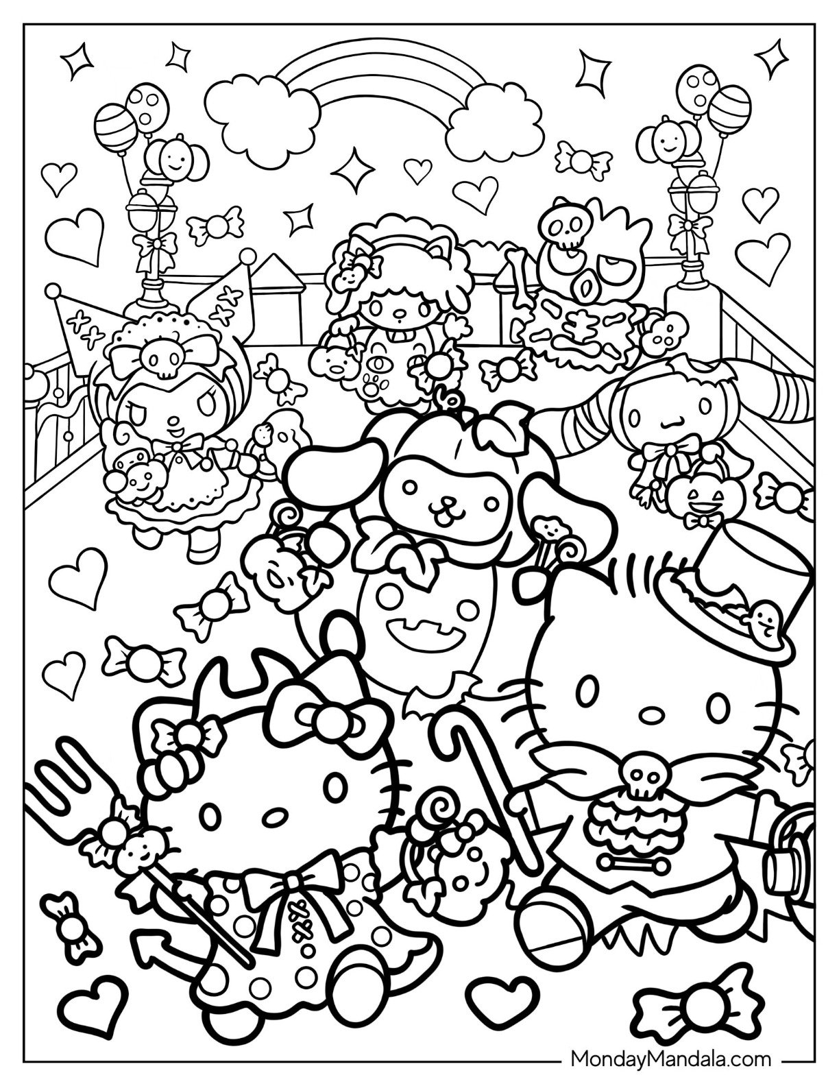 hello kitty halloween coloring sheets