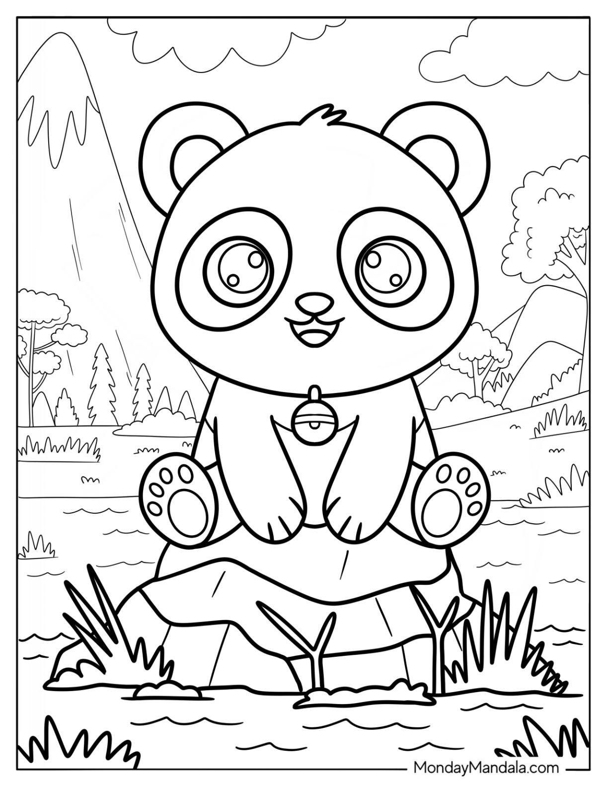 cute panda coloring pages printable