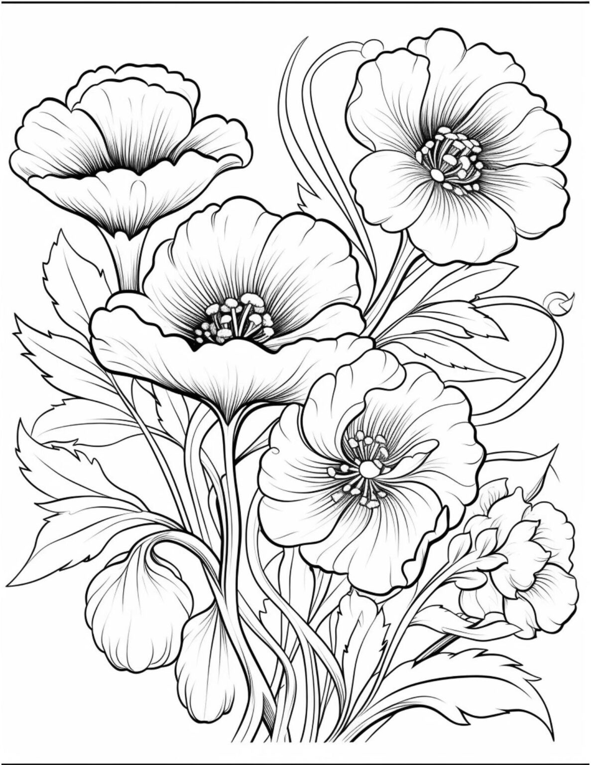 Flower Coloring Pages For Adults Printable - King Printables