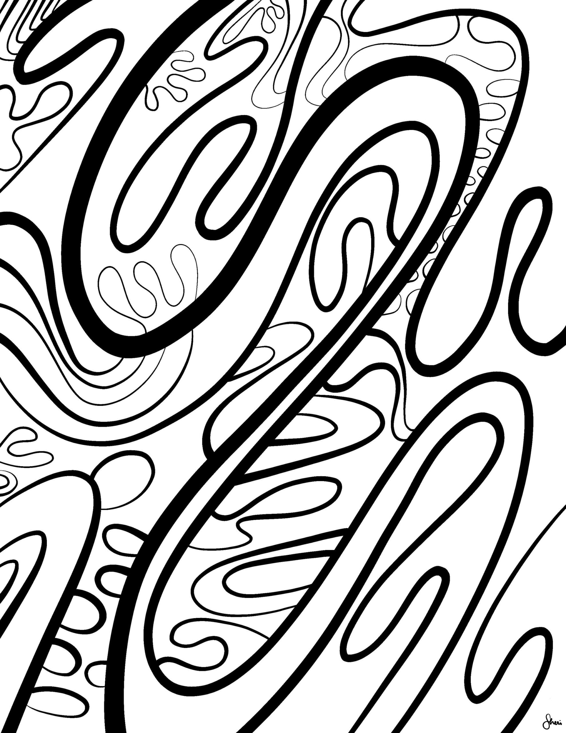 Abstract Coloring Page For Adults Or Kids Instant Download Printable Coloring Page Etsy