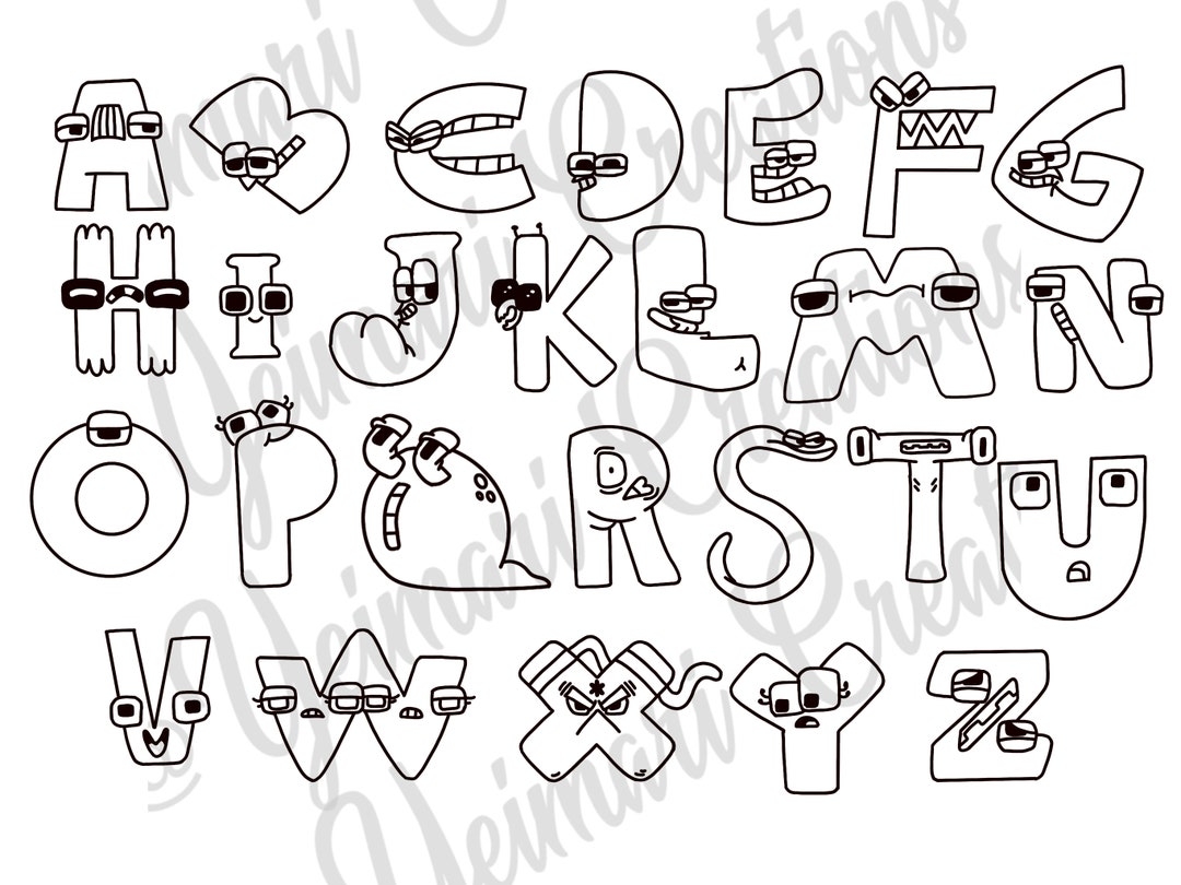 Alphabet Lore Coloring Page Alphabet Lore Outline Png File Etsy Norway