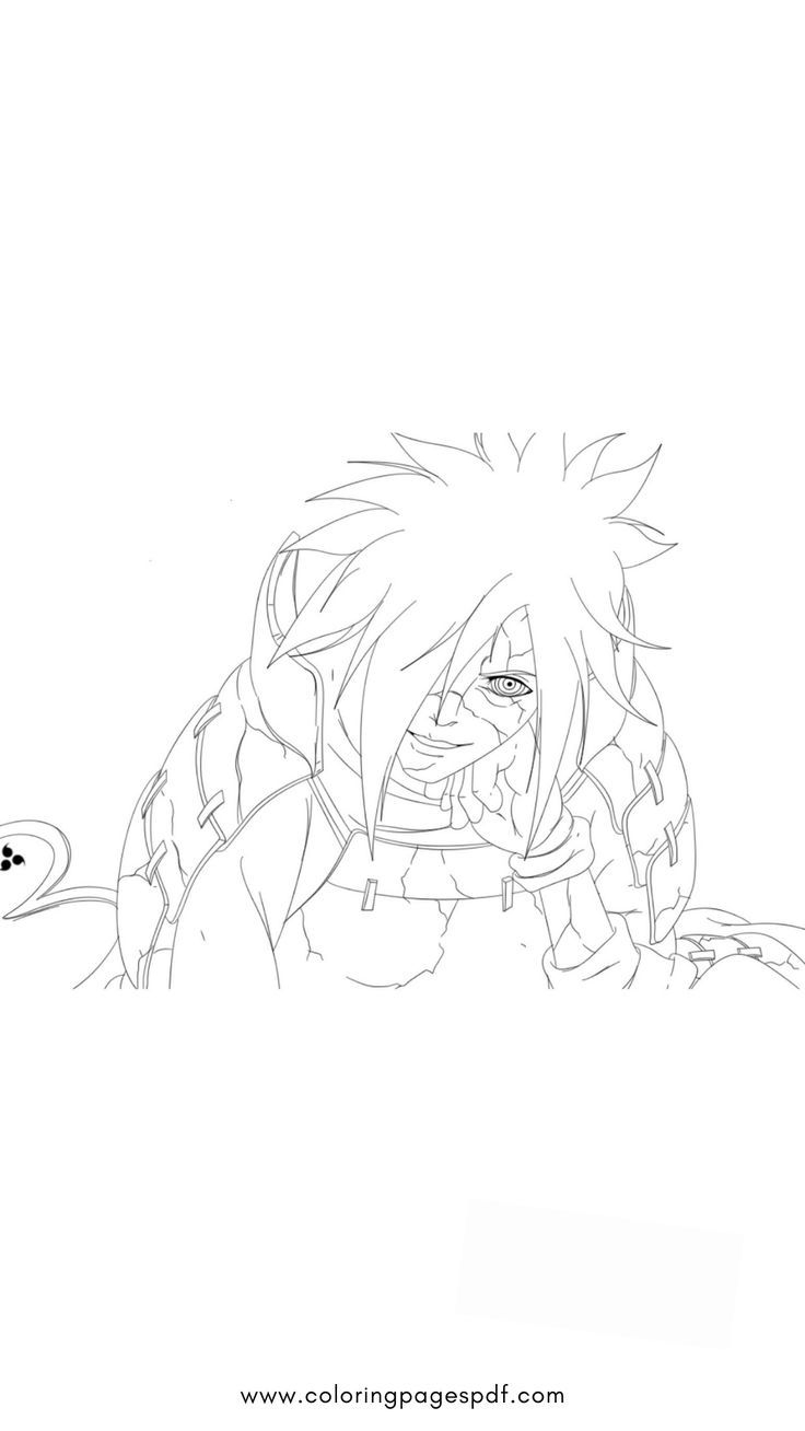 Anime Coloring Page Of Madara Uchiha Smiling