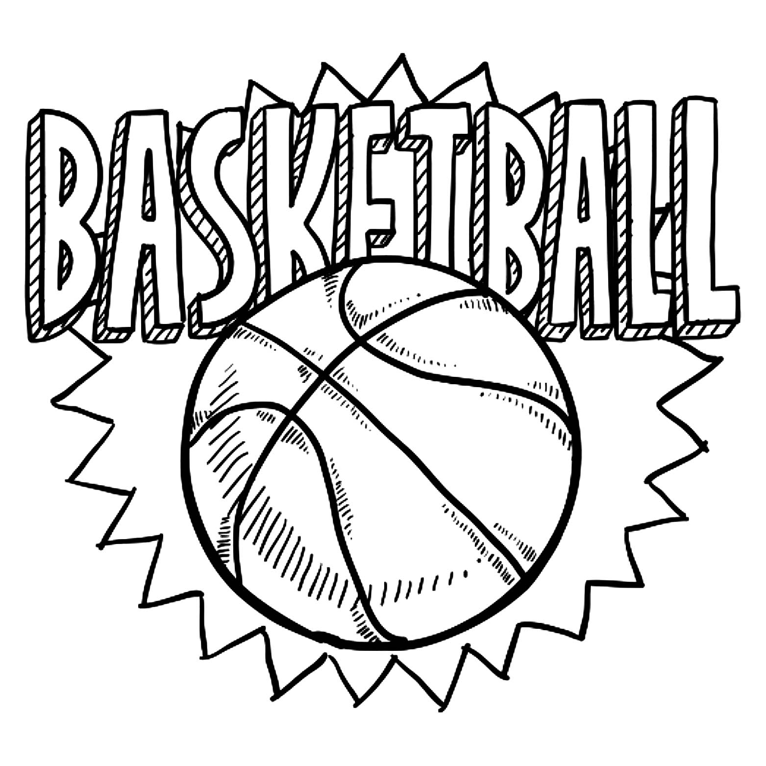 Basketball Image To Download And Color Basketball Coloring Pages