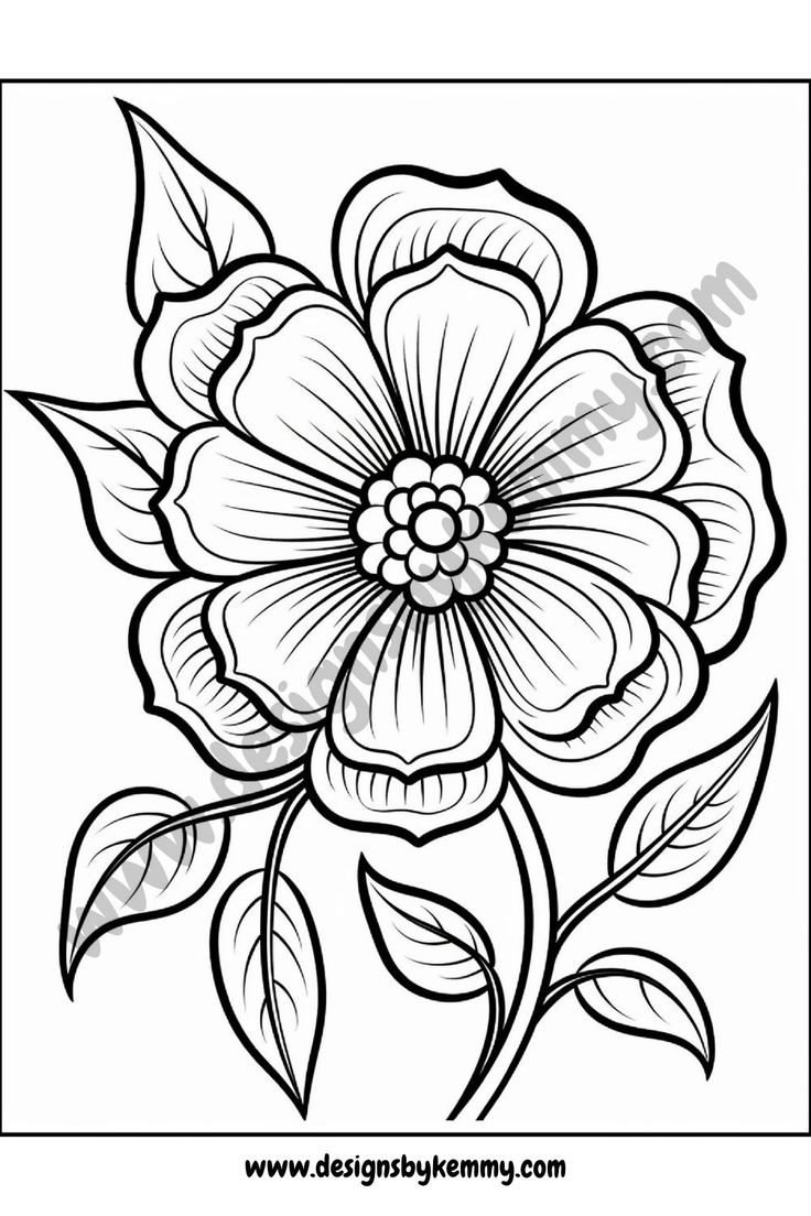 Bold And Easy Flowers Coloring Pages Coloring Pages For Adults Designs By Kemmy