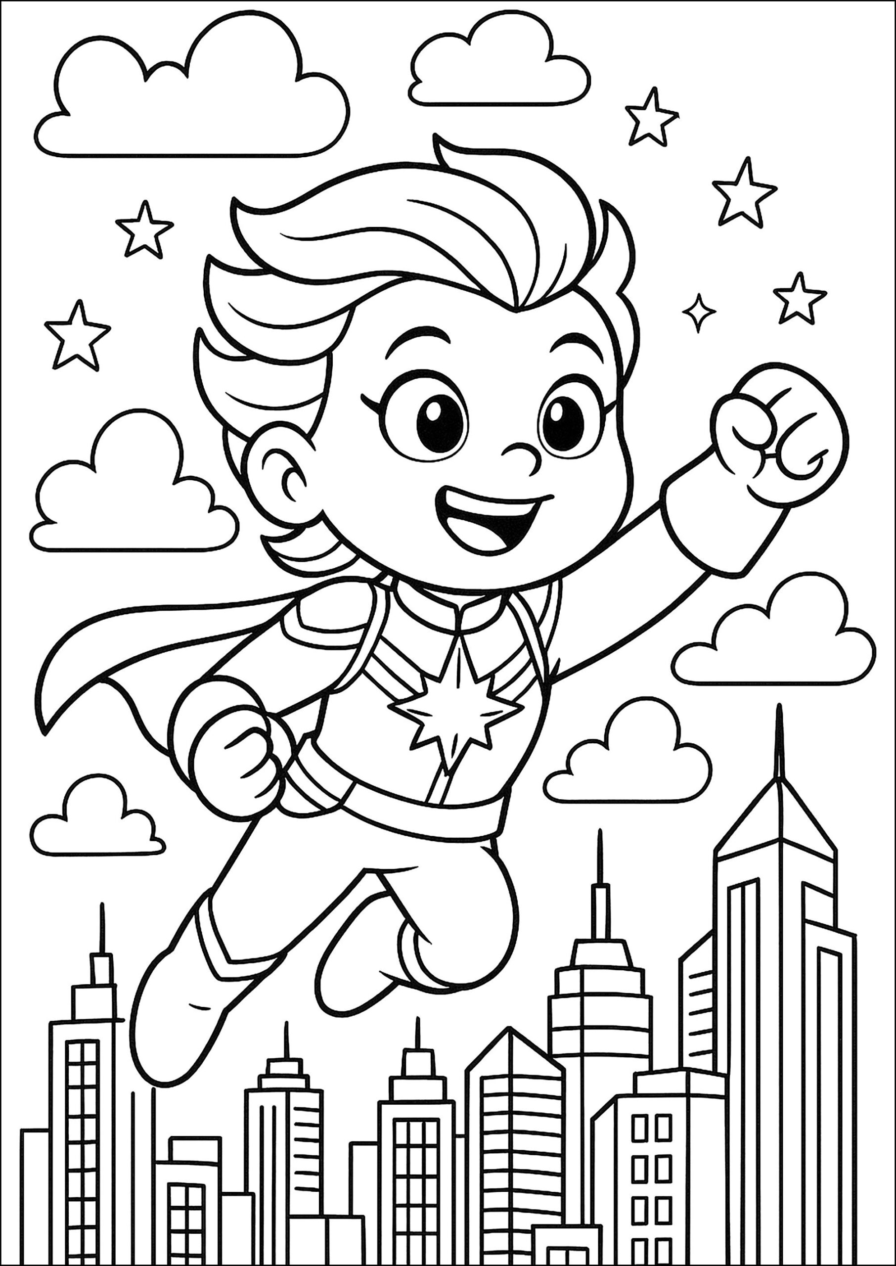 Captain Marvel In Cartoon Mode Captain Marvel Coloring Pages