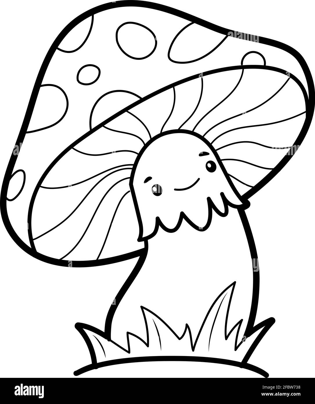 Coloring Book Or Page For Kids Mushroom Black And White Vector Illustration Stock Vector Image Art Alamy