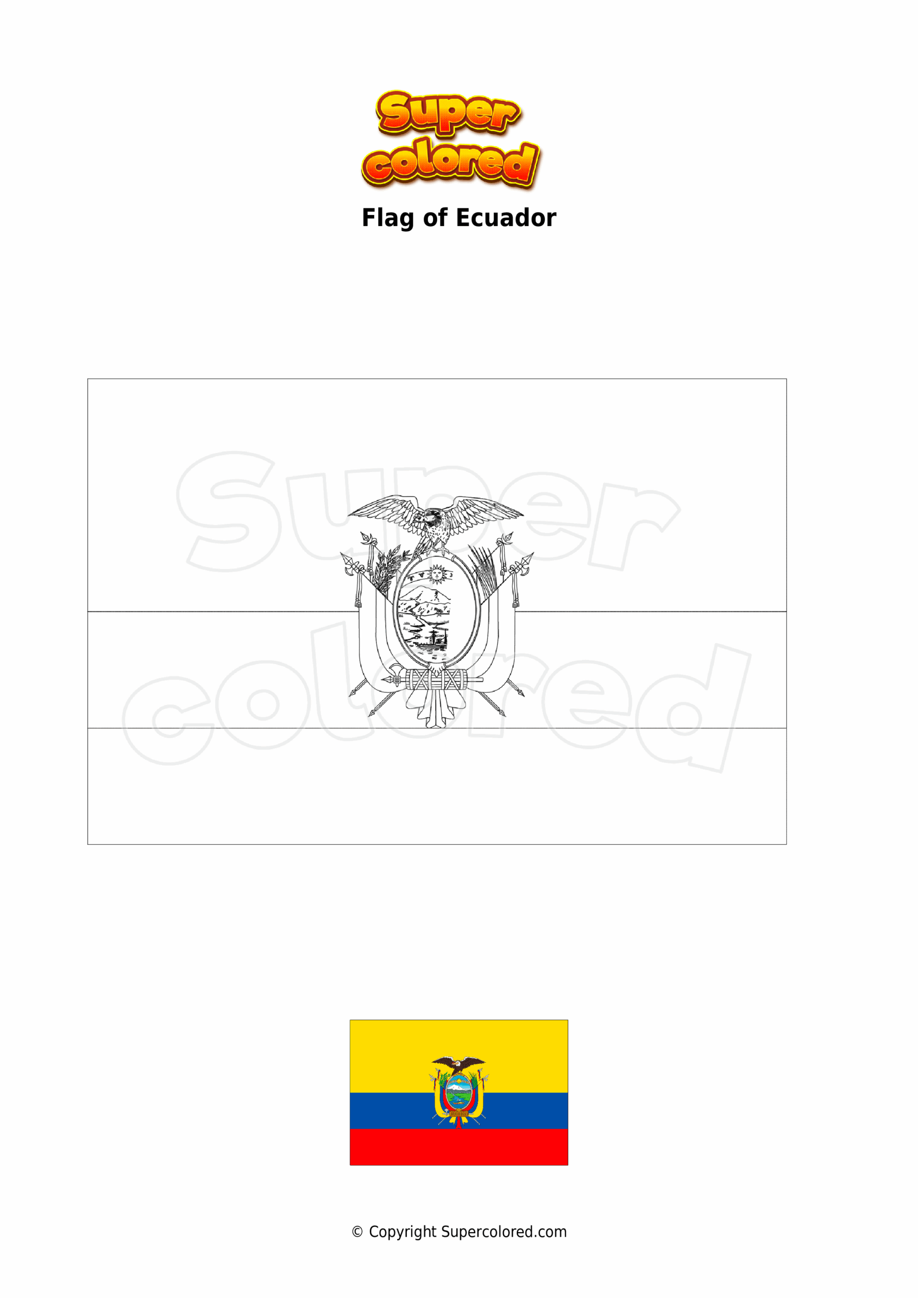 Coloring Page Flag Of Ecuador Supercolored