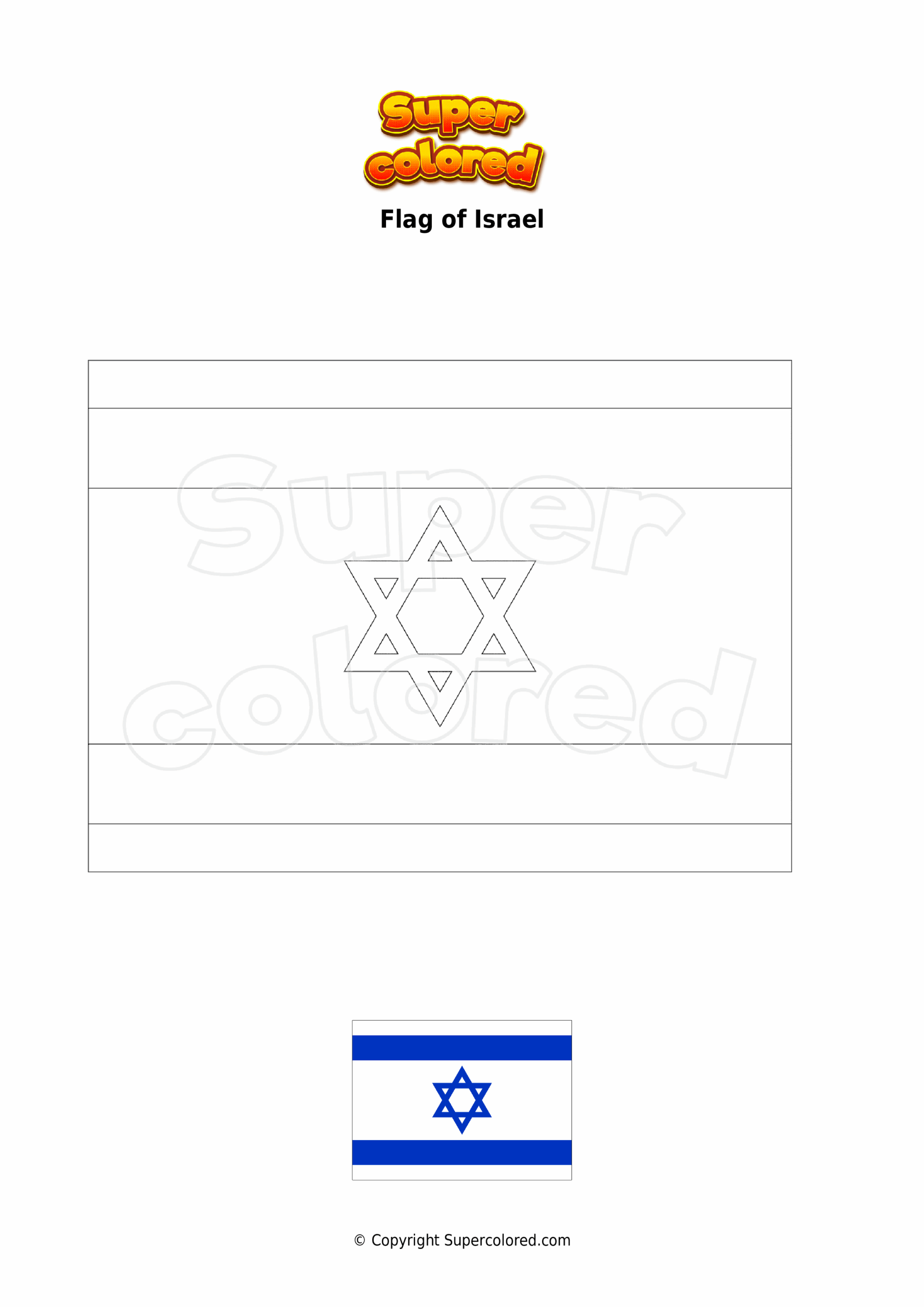 Coloring Page Flag Of Israel Supercolored Coloring Page Flag Of Israel Supercolored