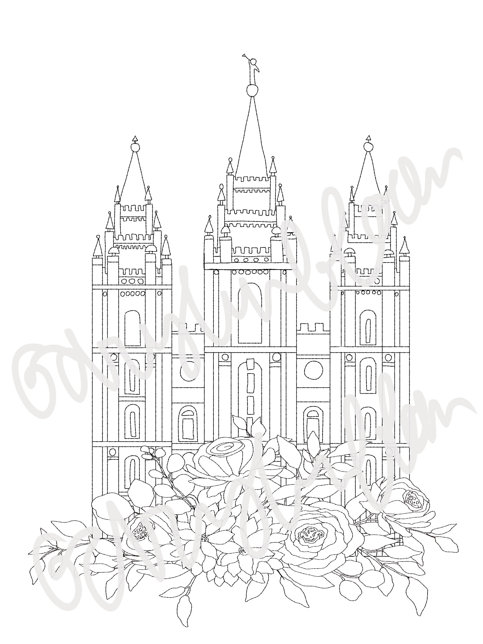 Coloring Page LDS Temple Etsy Coloring Page LDS Temple Etsy