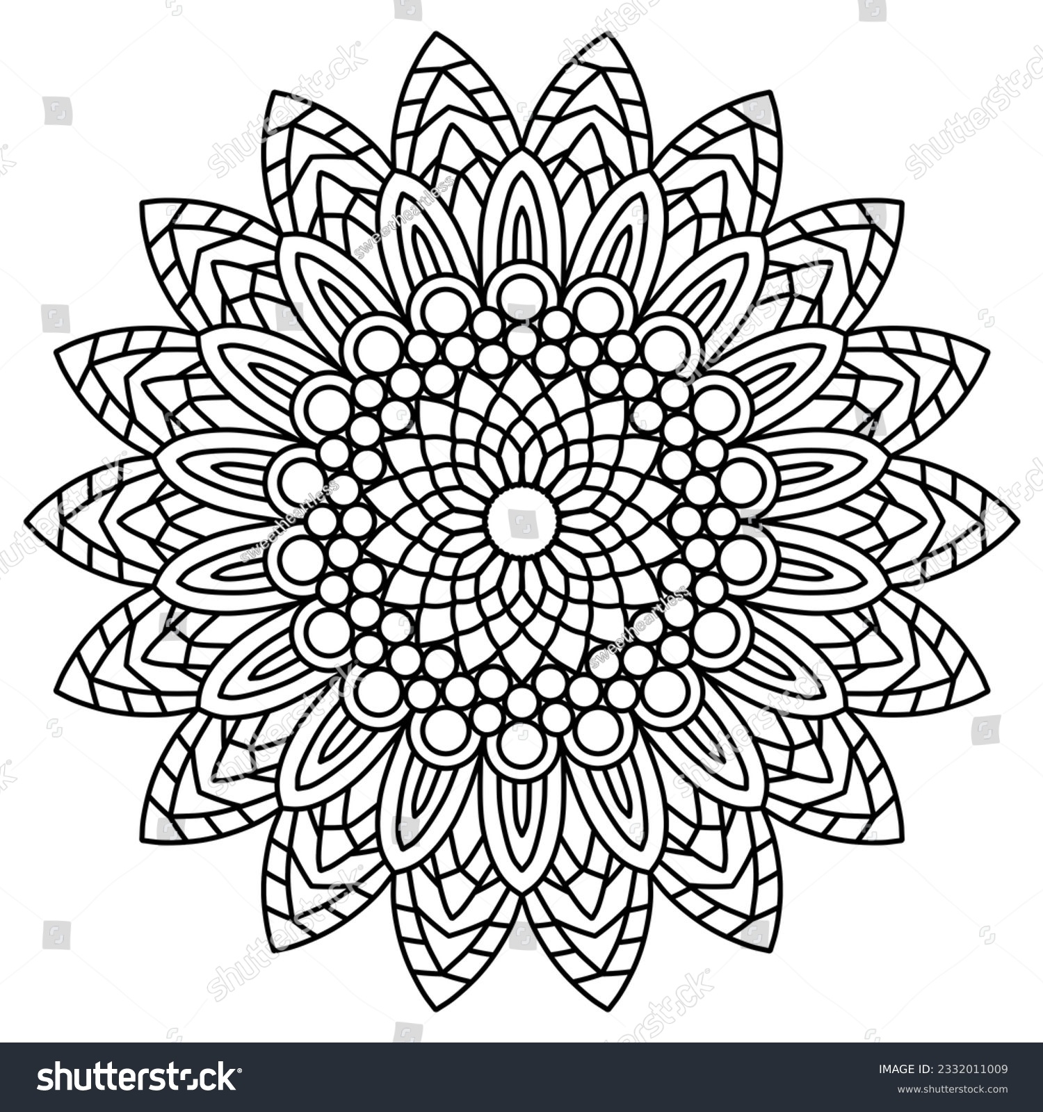 Coloring Page Pdf Mandala Paint Relax Stock Illustration 2332011009 Shutterstock