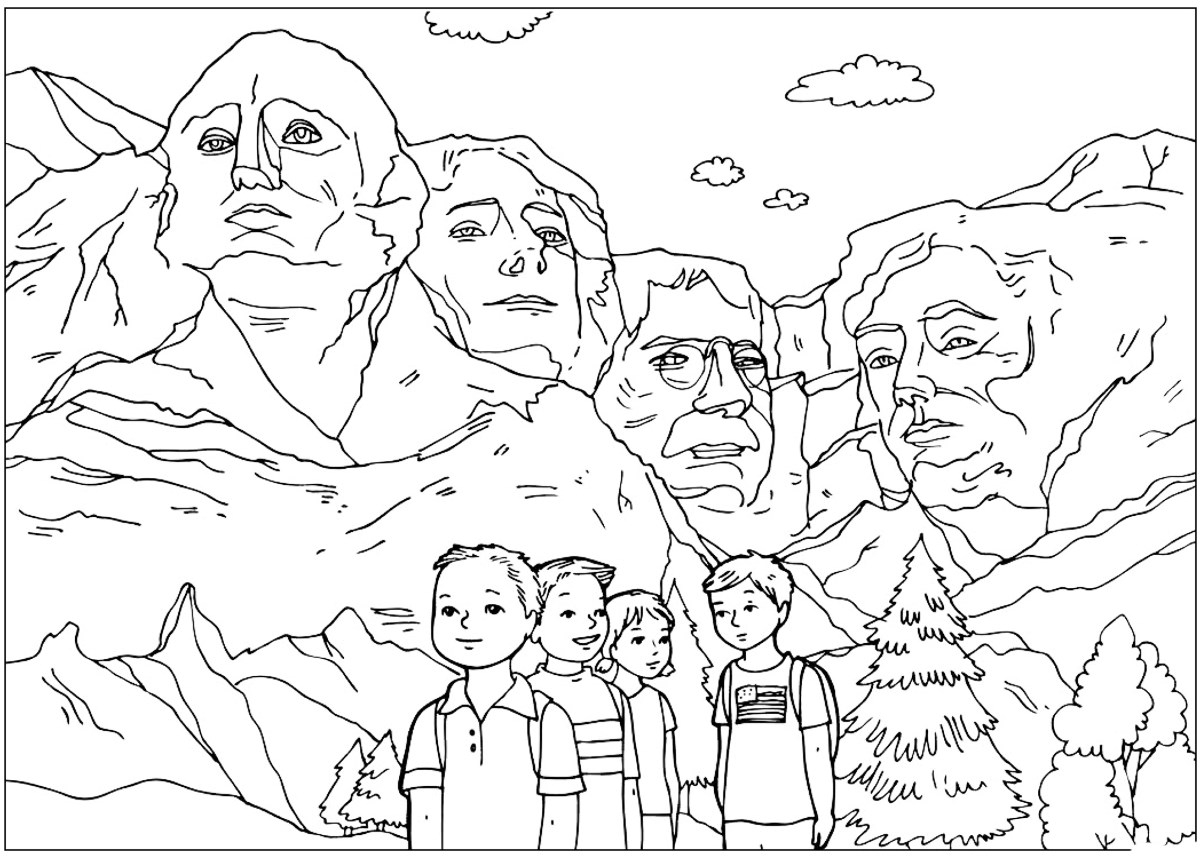 Coloring Page The Sculptures Of Mount Rushmore Coloring Page The Sculptures Of Mount Rushmore