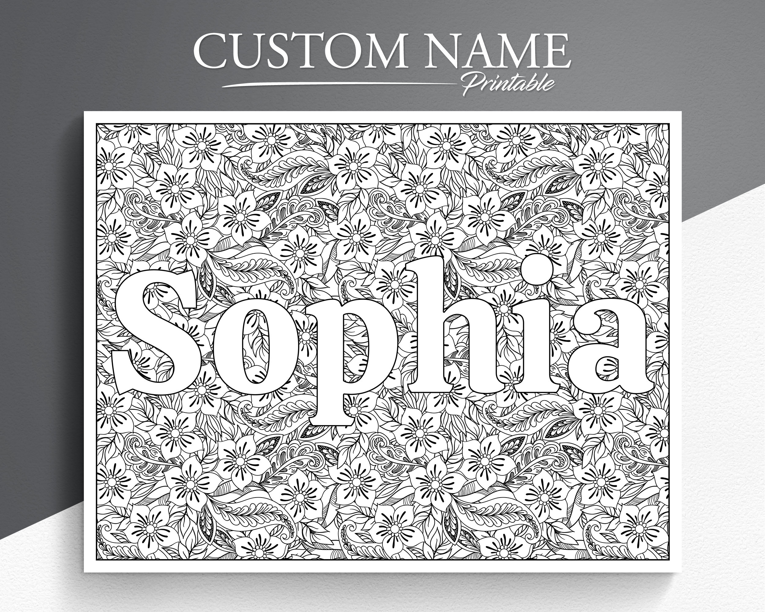 Custom Name Coloring Page Custom Name Print Custom Color Page Personalized Coloring Page Etsy