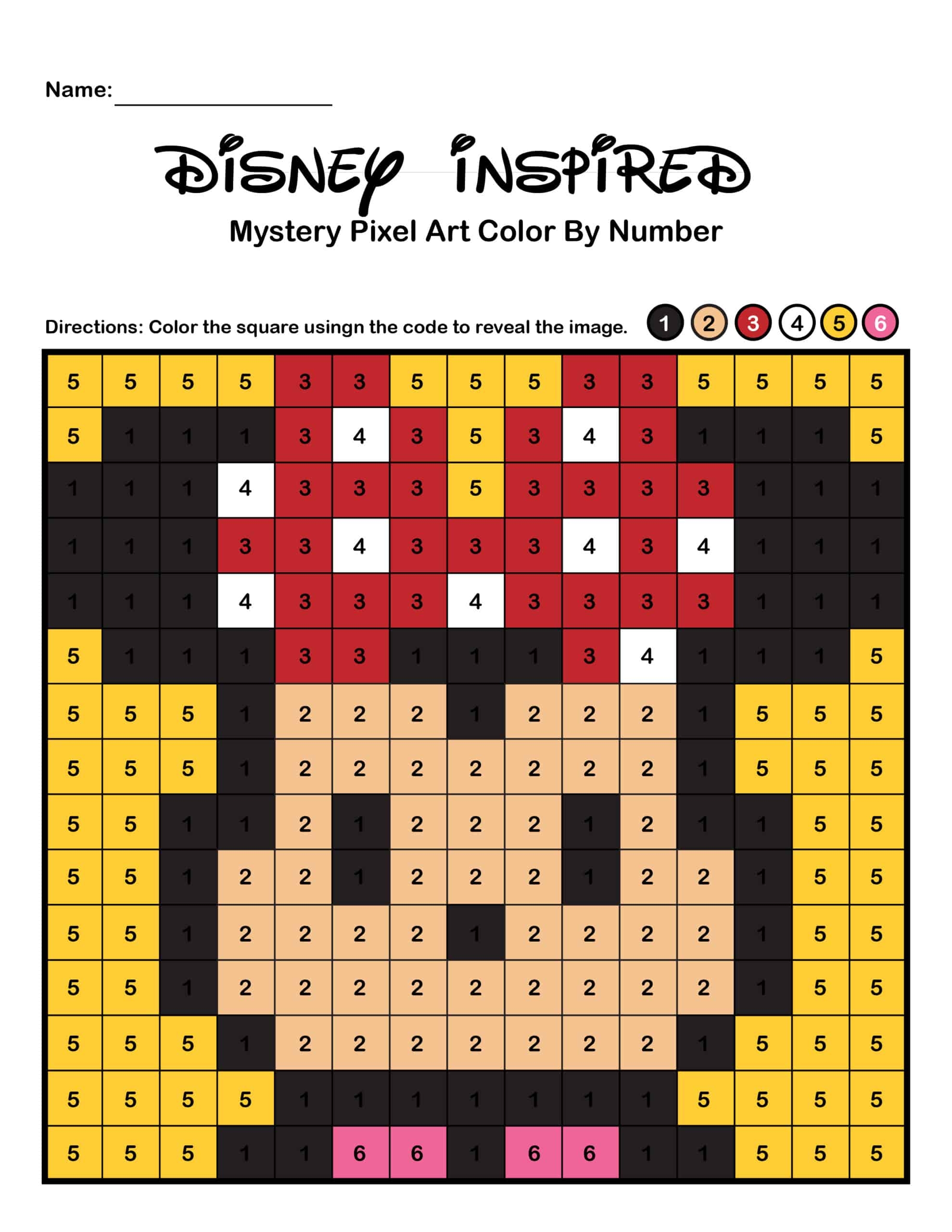 Disney Pixel Art Coloring Pages Kids Activity Zone
