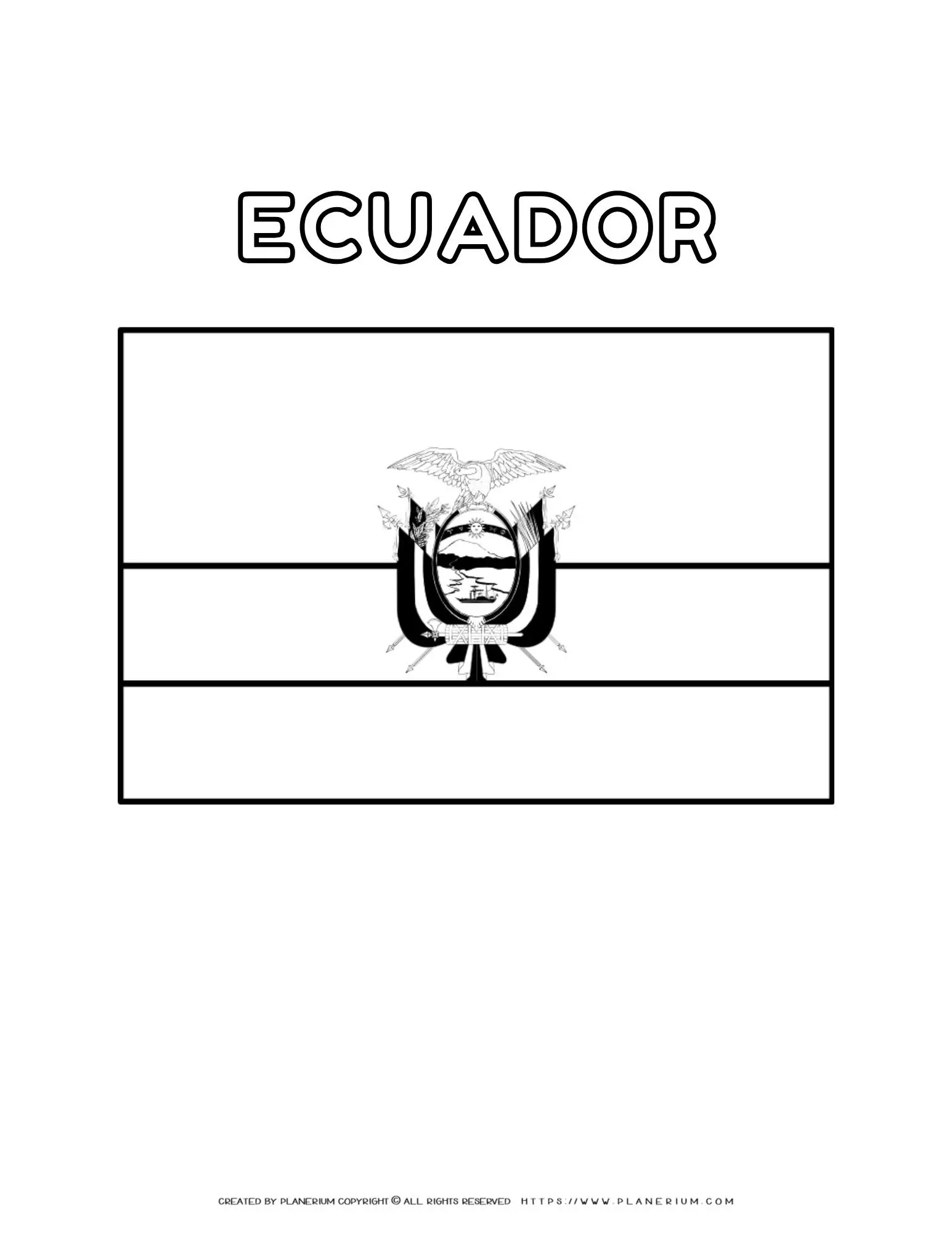Ecuador Flag Coloring Page Printable Activity For Kids