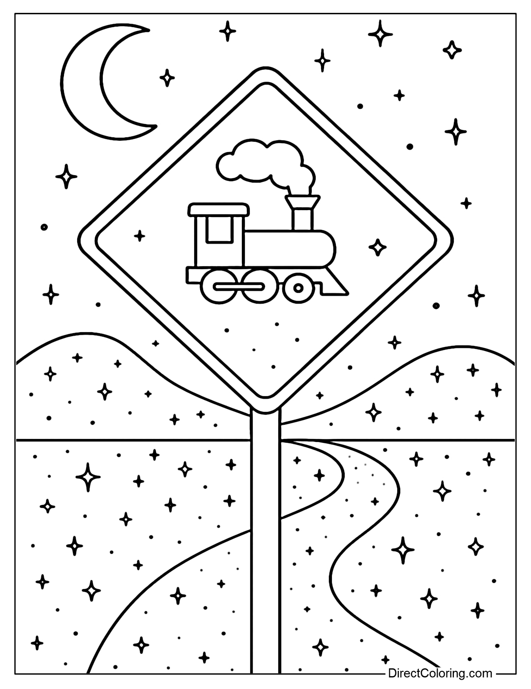 railroad crossing coloring page railroad crossing coloring page