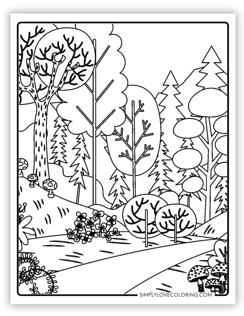 Forest Coloring Pages Free PDF Printables Simply Love Coloring