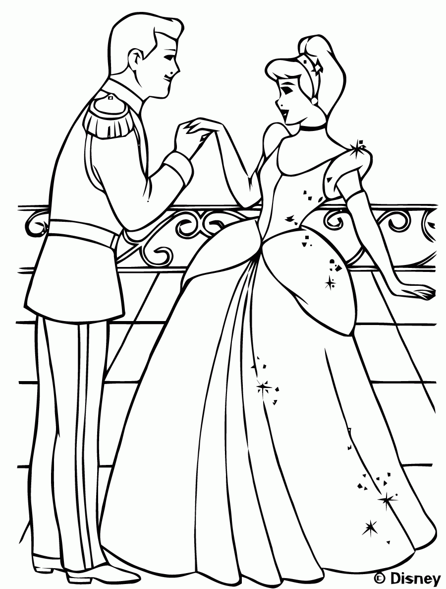 cinderella colouring pages free