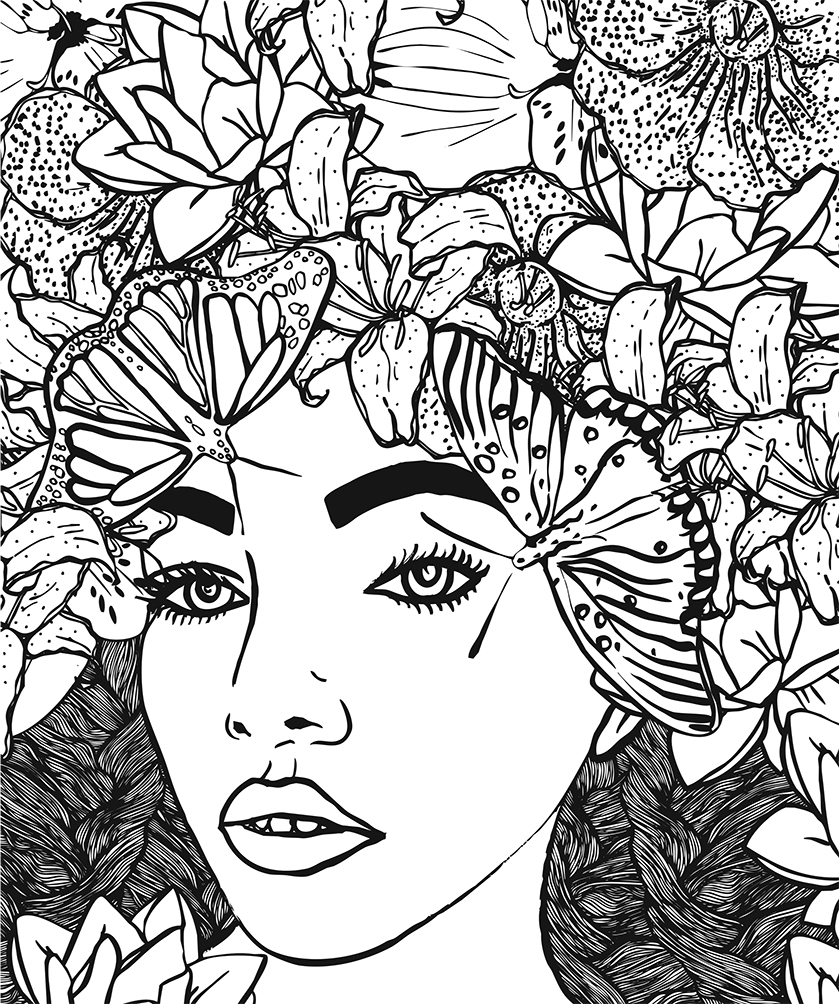 coloring page of a woman