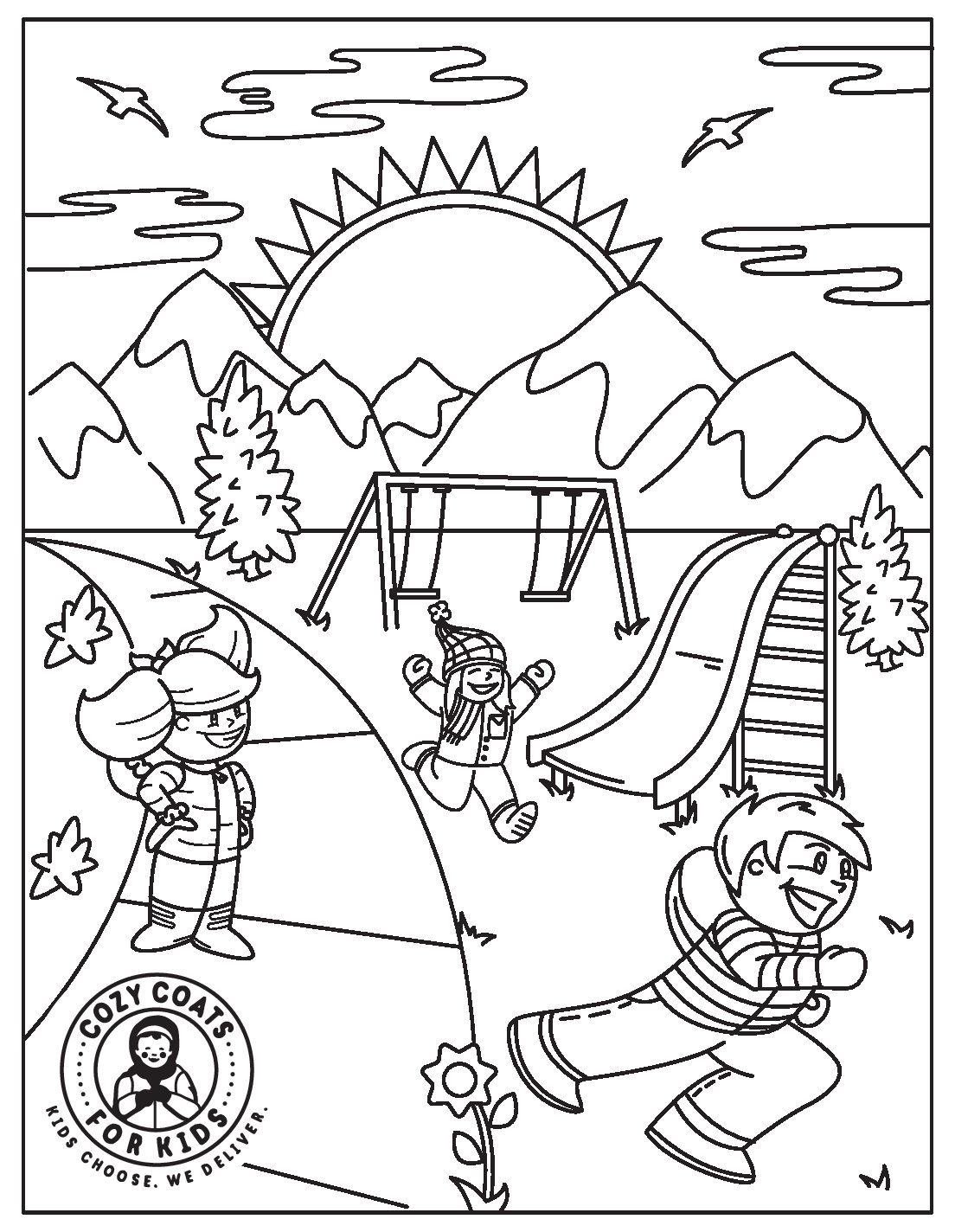 Free Downloadable Coloring Sheet For Children Cozy Coats For Kids
