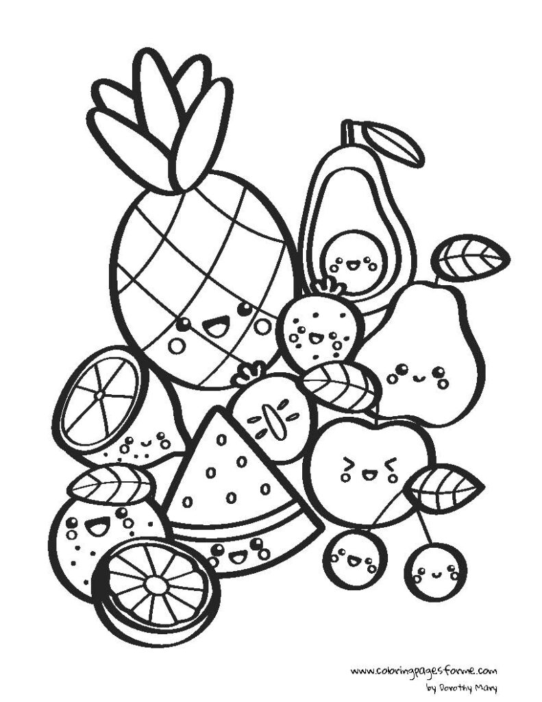 Free Kawaii Fruits Coloring Pages Cute Printable PDF Designs Free Kawaii Fruits Coloring Pages Cute Printable PDF Designs