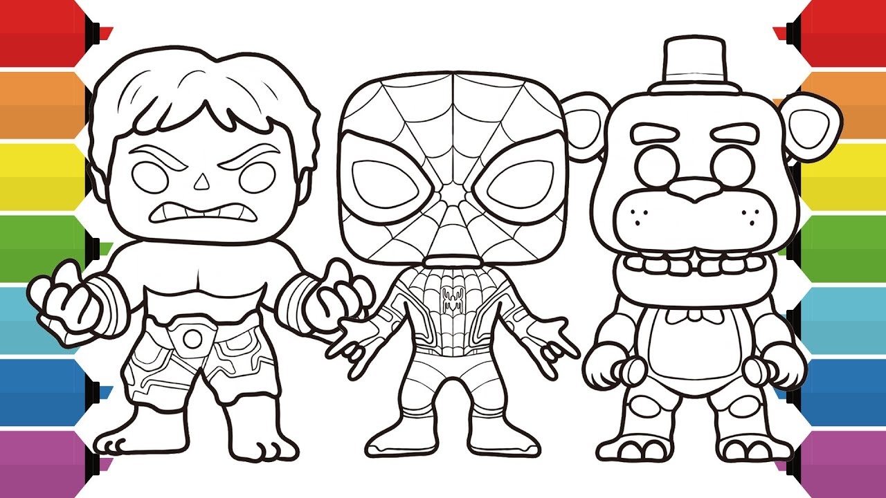 Funko Pop Coloring Pages Spider Man Hulk Freddy Fazbear YouTube
