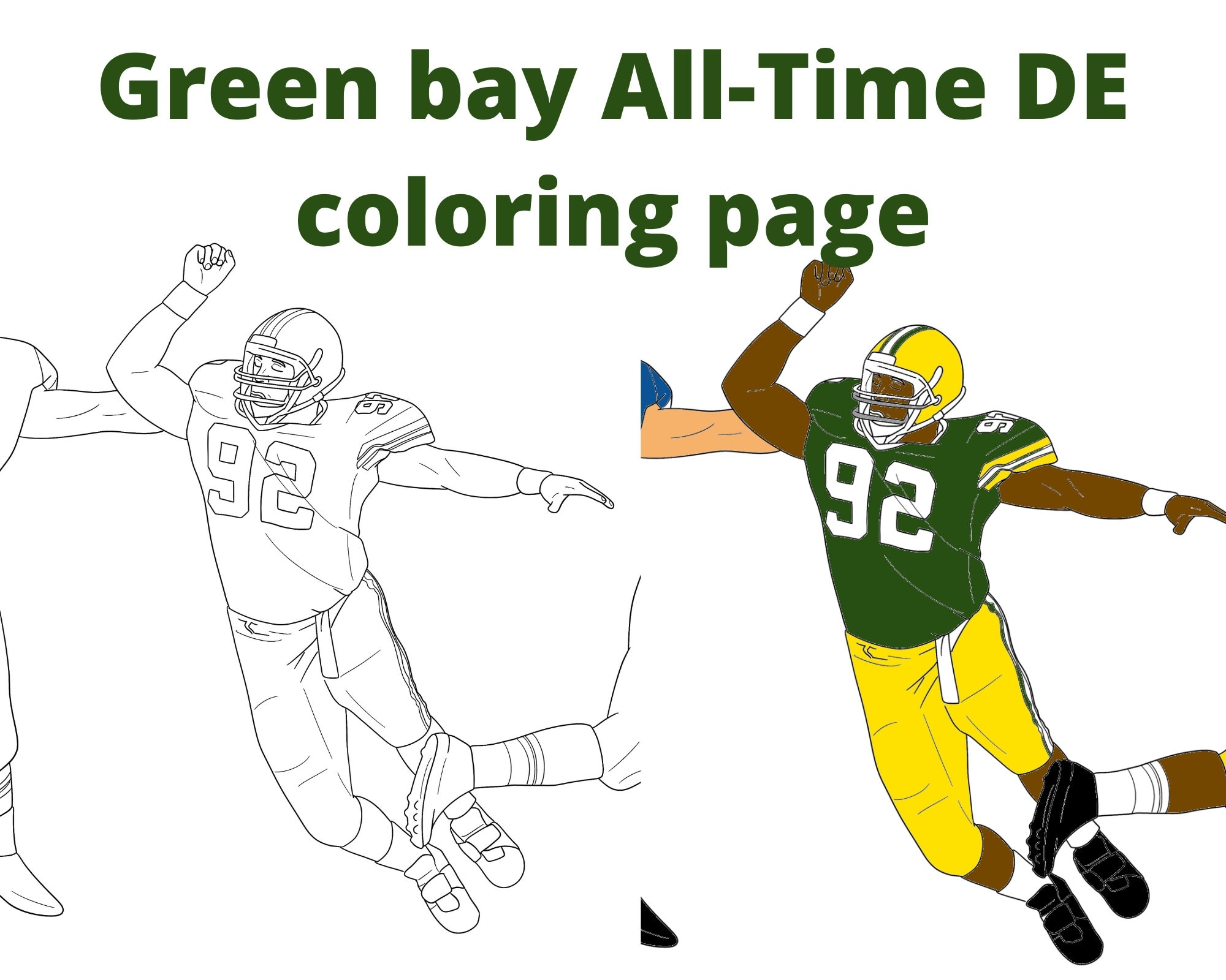 Green Bay Color Page All Time DE Etsy