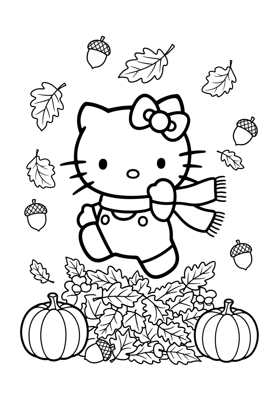 Hello Kitty Fall Coloring Pages Free Printable Fun