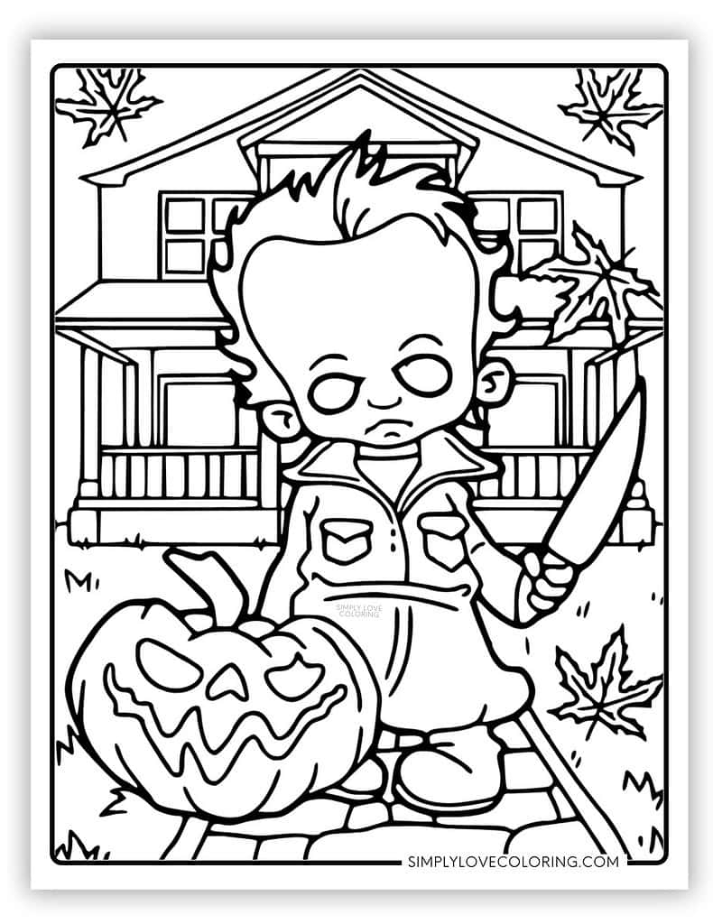 Horror Coloring Pages Free PDF Printables Simply Love Coloring