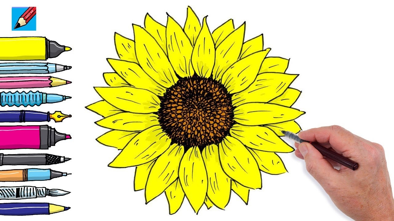 How To Draw A Sunflower Real Easy Step By Step Instructions YouTube