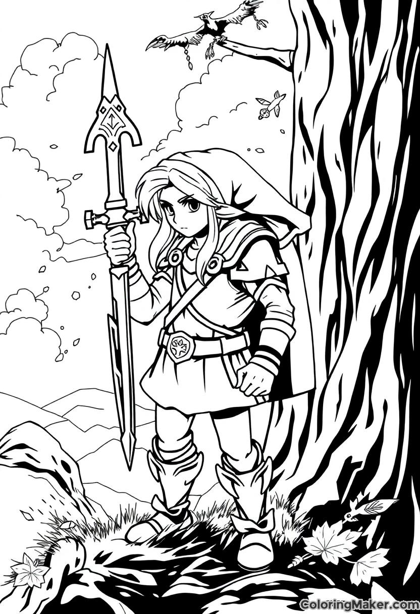 link and zelda coloring pages