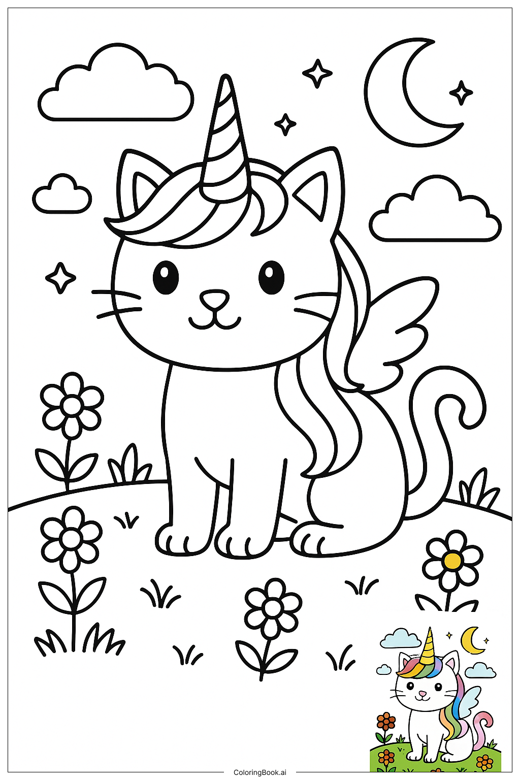 Nyan Cat Leaving Rainbow Trail Coloring Page Free PDF PNG Printable 