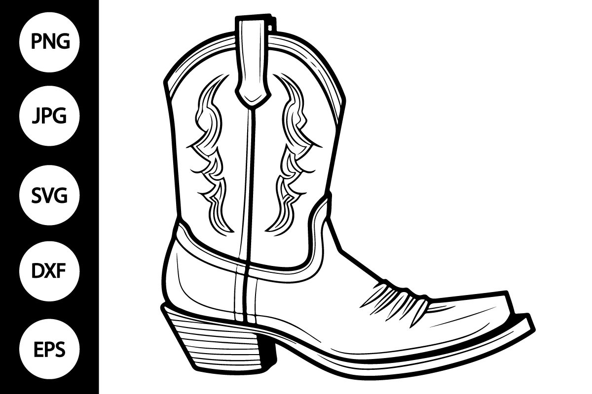 Outline Cowboy Boot SVG Coloring Page 3088871 