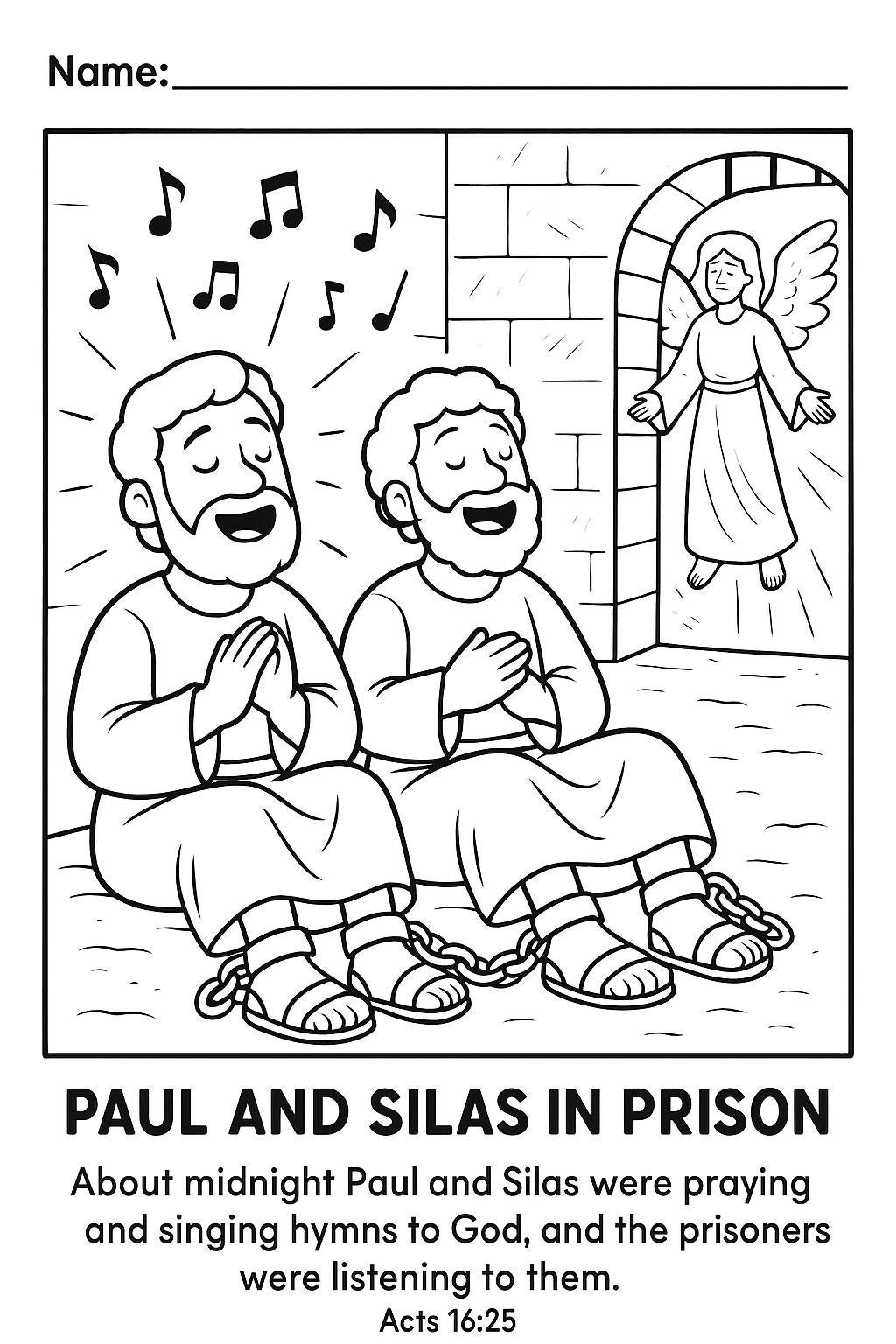 Paul And Silas Bible Story Coloring Page For Kids Christian Printable Activity Sheet Etsy Paul And Silas Bible Story Coloring Page For Kids Christian Printable Activity Sheet Etsy