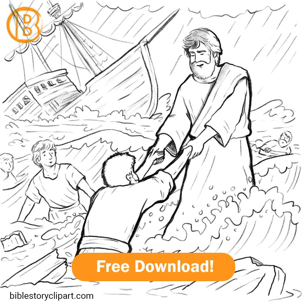 Paul s Shipwreck Coloring Page Bible Story Clipart