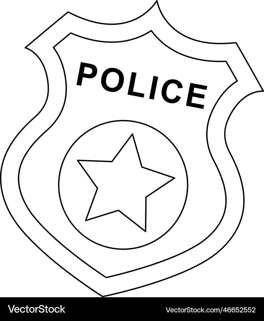Police Badge Isolated Coloring Page For Kids Royalty Free Vector VectorStock