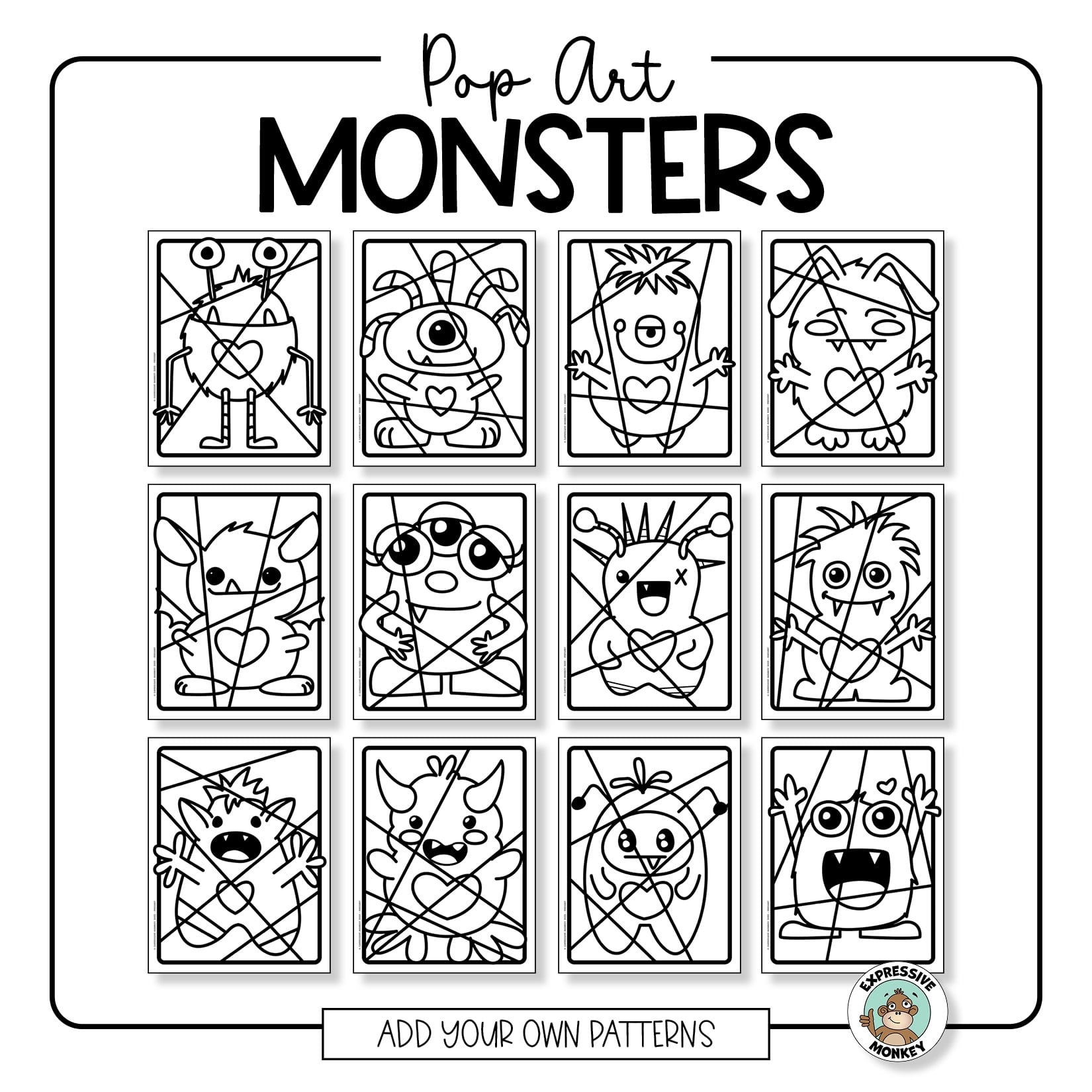 Pop Art Monster Coloring Pages Expressive Monkey Pop Art Monster Coloring Pages Expressive Monkey