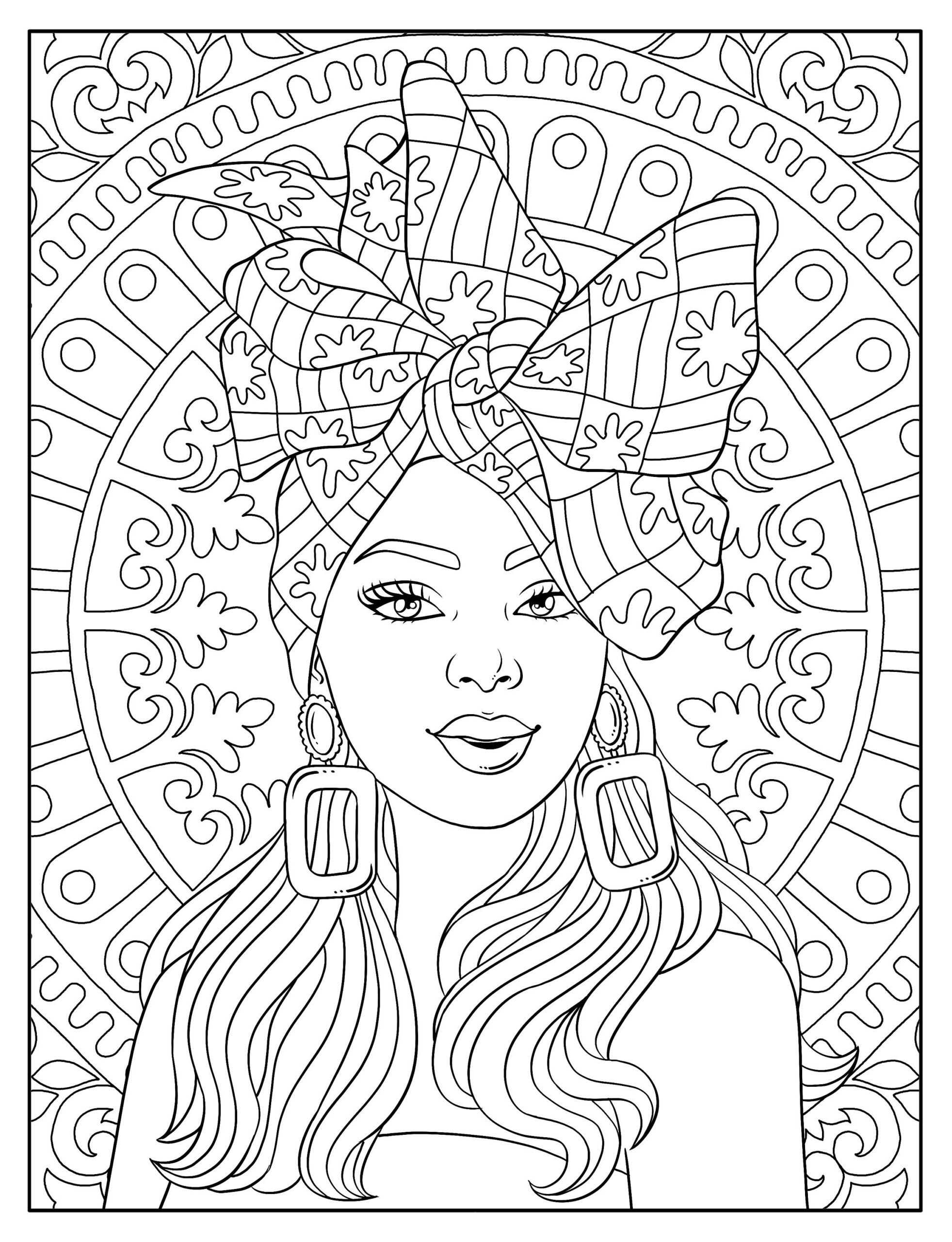 Printable Adult Coloring Page Beautiful Black Woman Portrait Download Illustration Printable JPG File Etsy