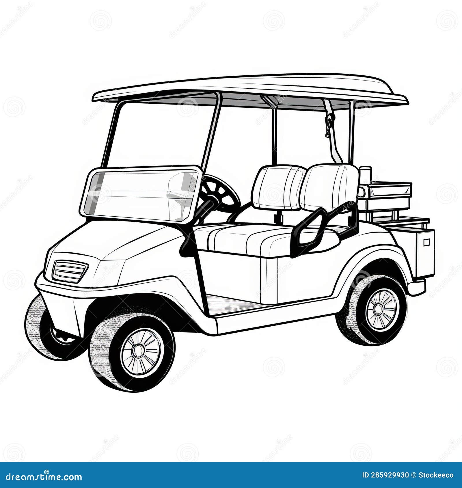 Printable Golf Cart Coloring Pages For Club Car Enthusiasts Stock Illustration Illustration Of Simplistic Golf 285929930