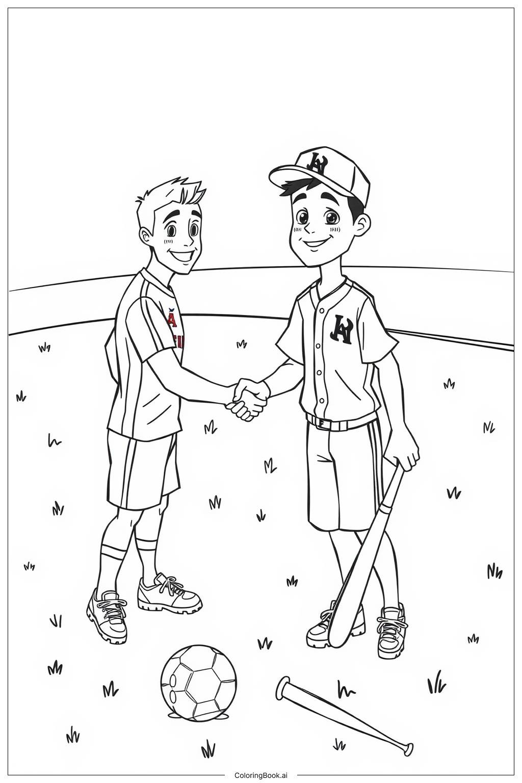 Ronaldo And Ronald Acuna Jr Shaking Hands Coloring Page Free PDF PNG Printable 