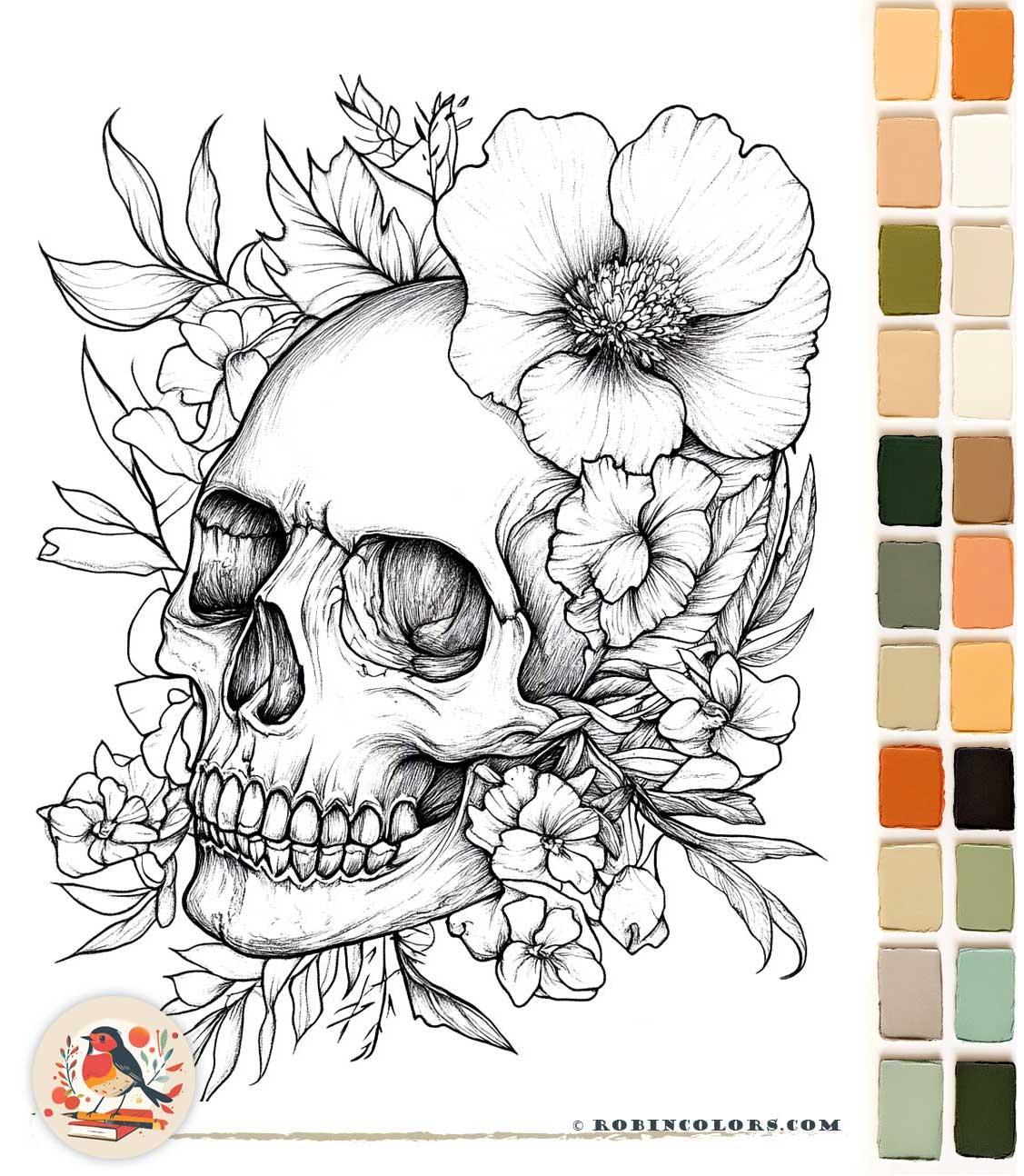 Skulls Coloring Pages For Adults That Are Creepy Beautiful Robin Colors